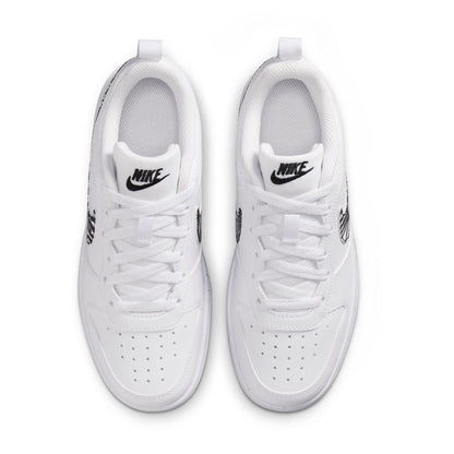 White - Pack Shot - Nike Childrens-Kids Court Borough 2 Leopard Print Shoes