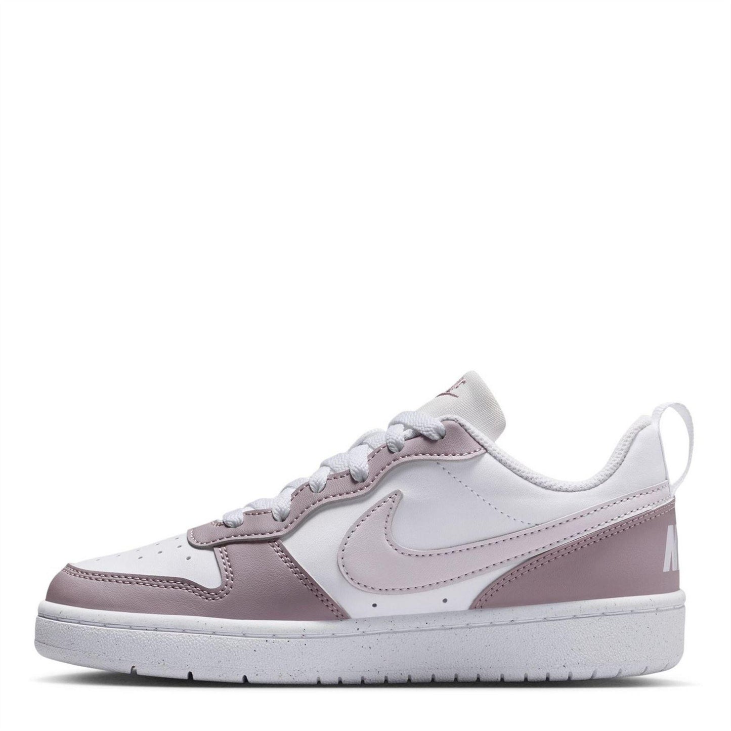 White-Plum-Fog - Back - Nike Childrens-Kids Court Borough 2 Leopard Print Shoes