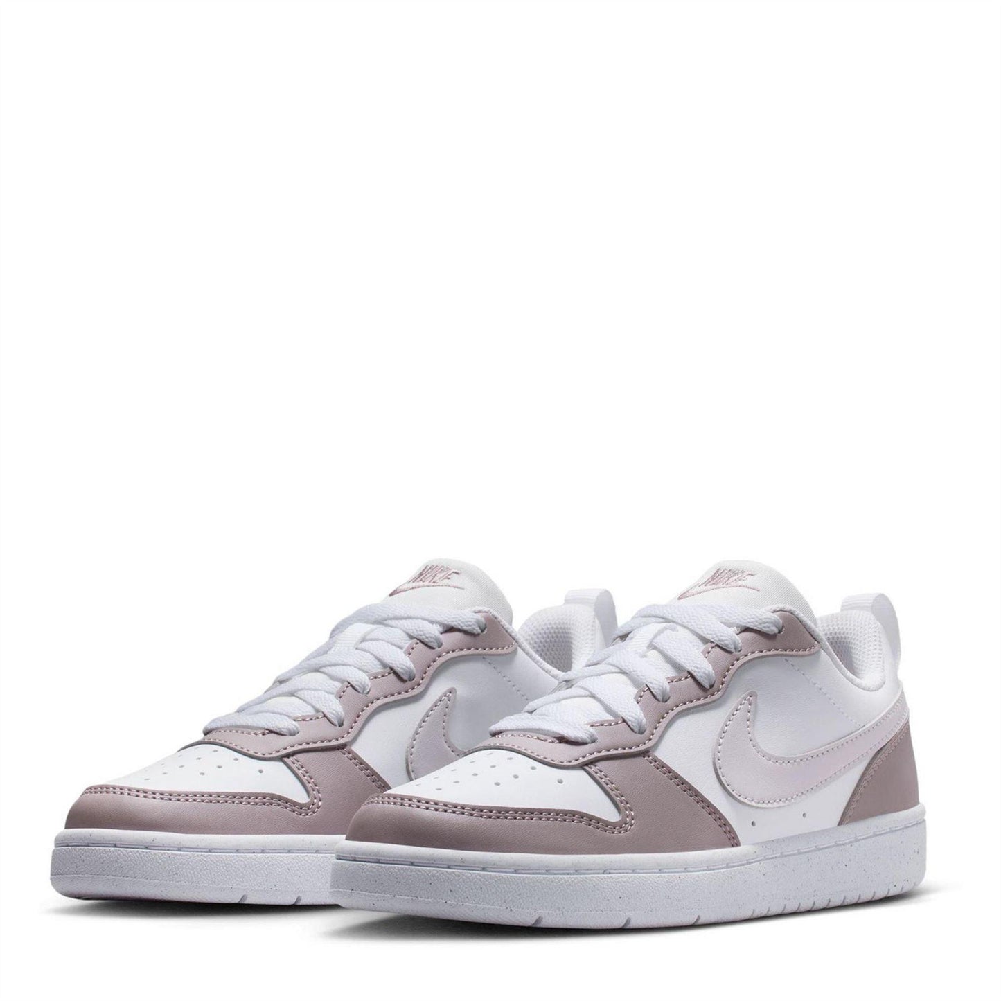 White-Plum-Fog - Side - Nike Childrens-Kids Court Borough 2 Leopard Print Shoes
