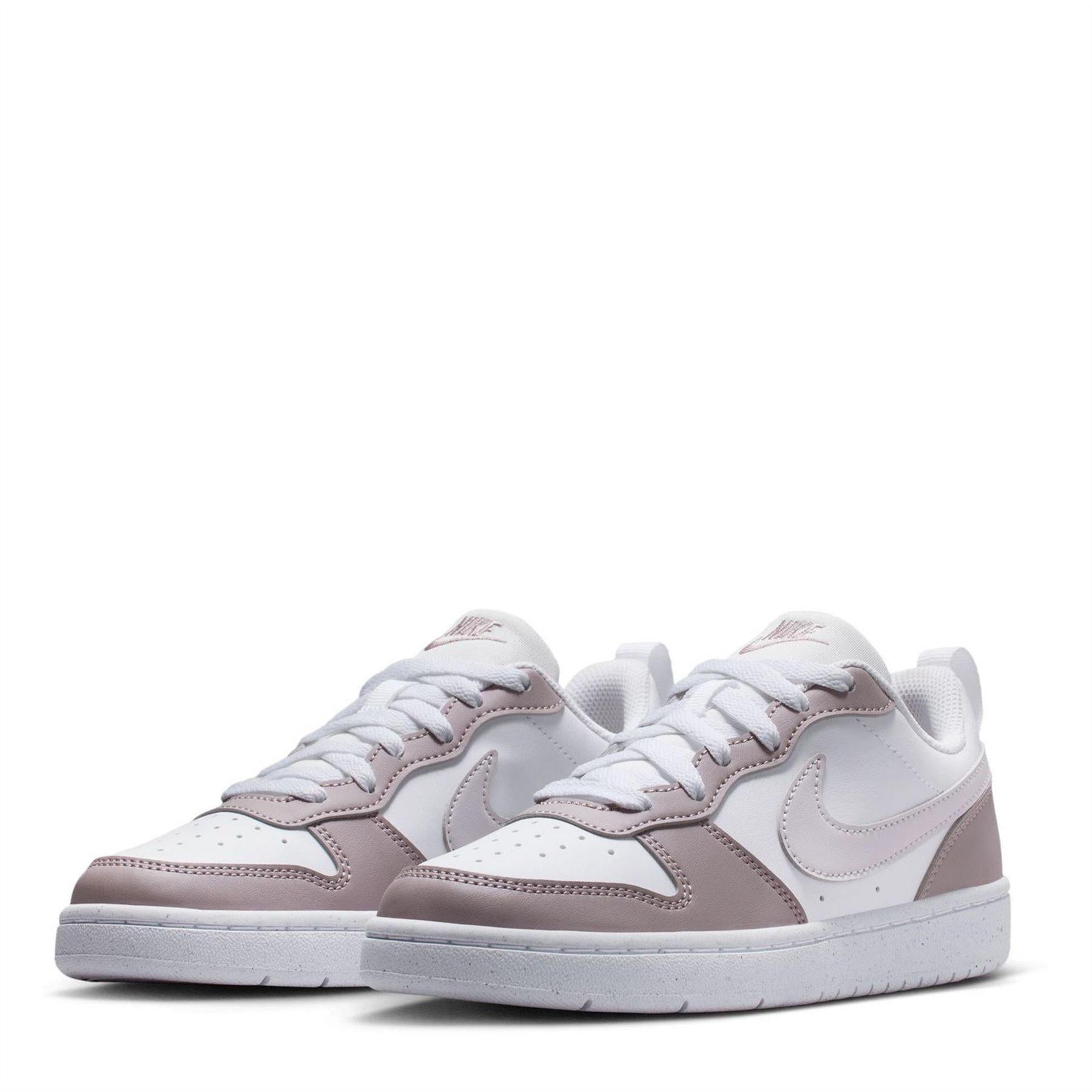 White-Plum-Fog - Side - Nike Childrens-Kids Court Borough 2 Leopard Print Shoes