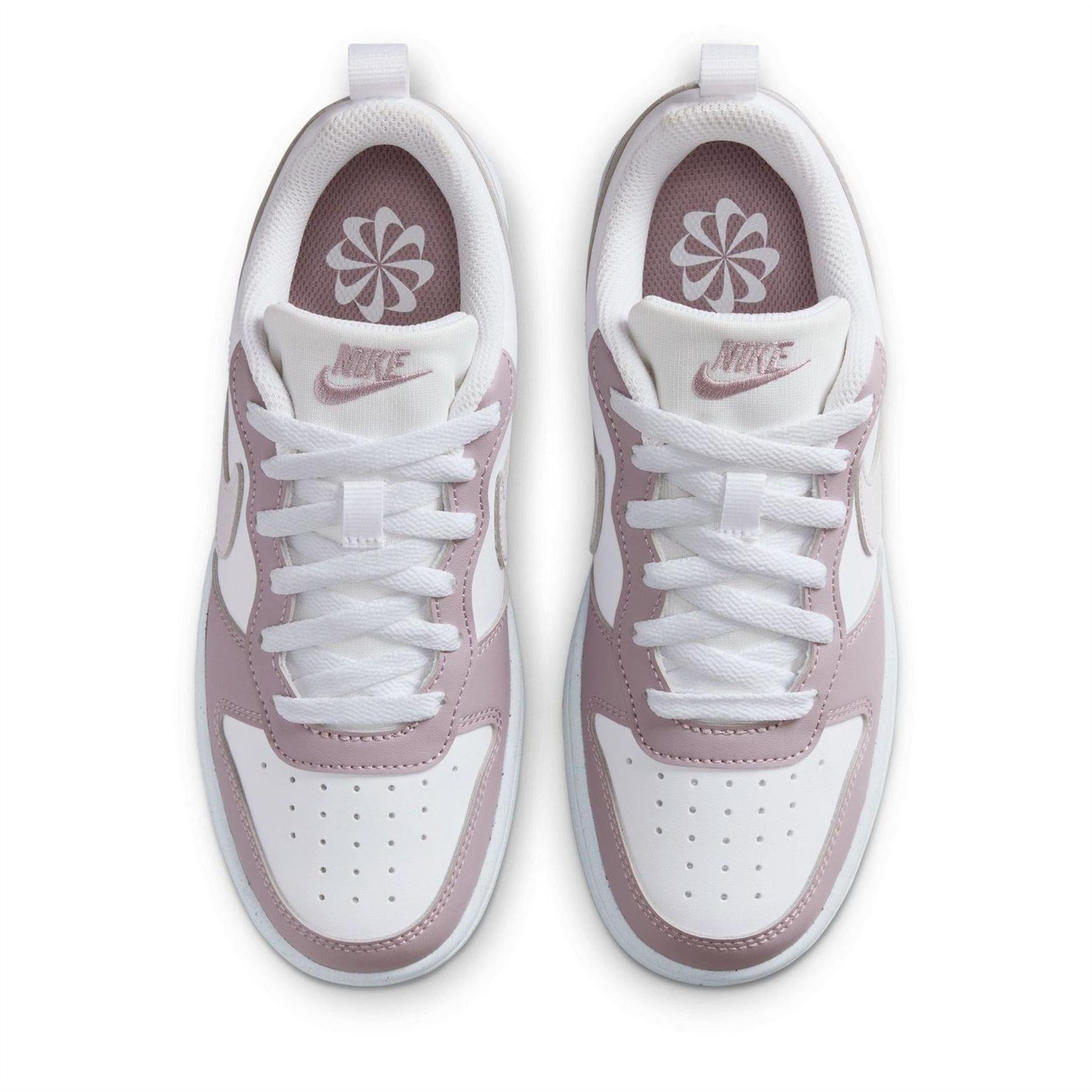 White-Plum-Fog - Pack Shot - Nike Childrens-Kids Court Borough 2 Leopard Print Shoes