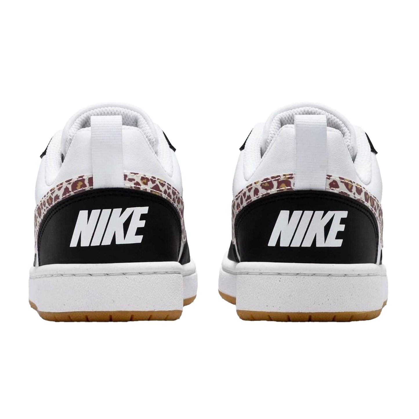 Black-Leopard - Back - Nike Childrens-Kids Court Borough 2 Leopard Print Shoes