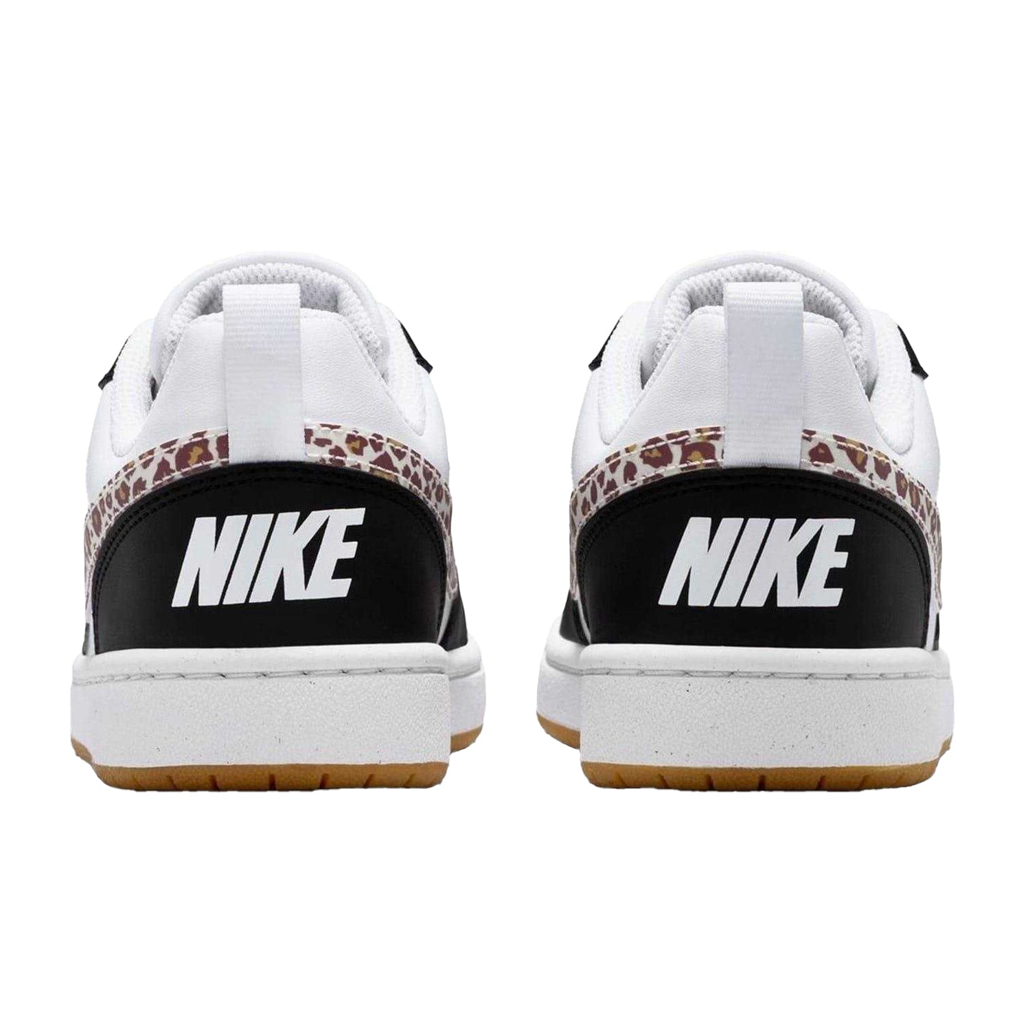 Black-Leopard - Back - Nike Childrens-Kids Court Borough 2 Leopard Print Shoes