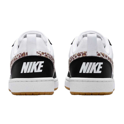 Black-Leopard - Back - Nike Childrens-Kids Court Borough 2 Leopard Print Shoes