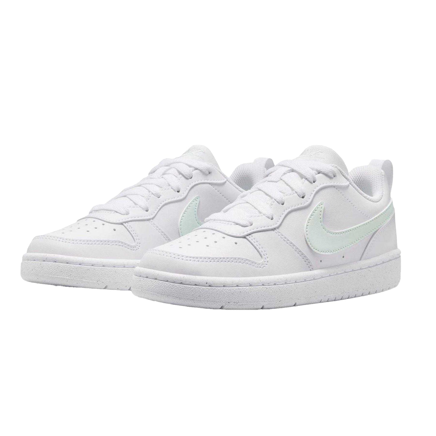 White-Green - Lifestyle - Nike Childrens-Kids Court Borough 2 Leopard Print Shoes