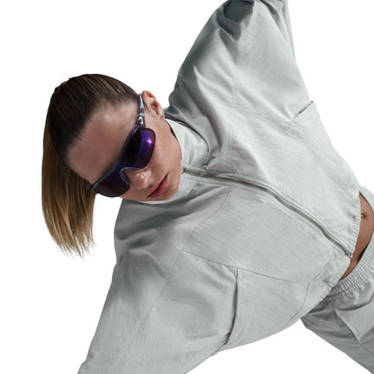Light Silver-White - Side - Nike Womens-Ladies Everything Woven Sports Track Jacket