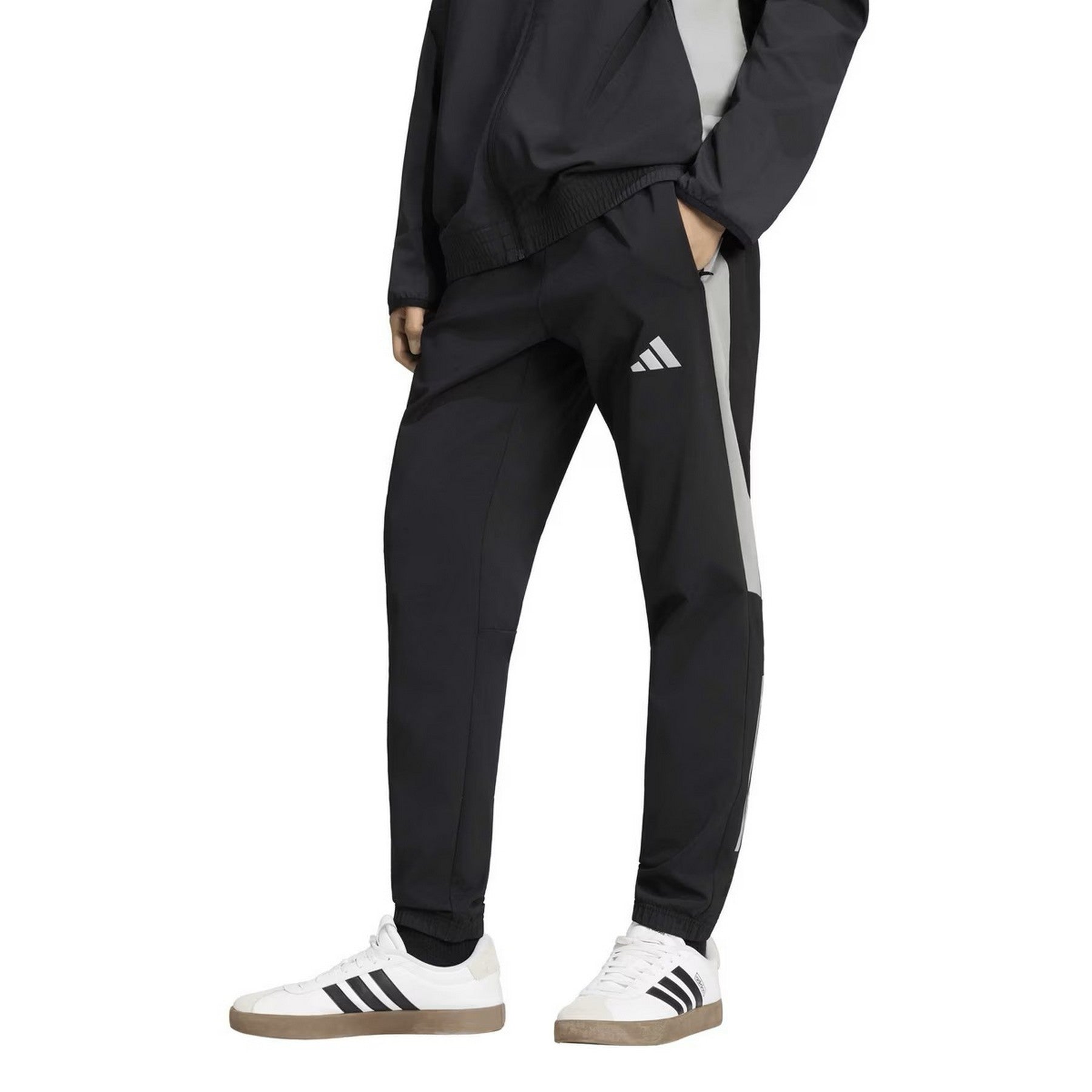 Black-White - Side - Adidas Mens Climawrm Tracksuit Bottoms