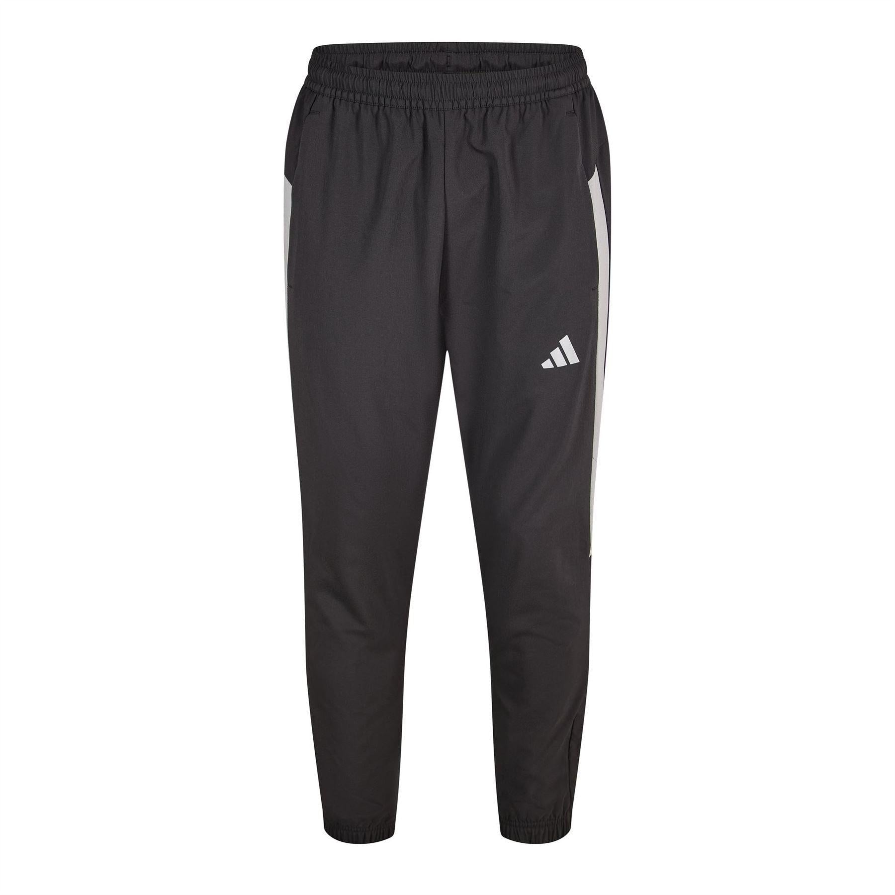 Black-White - Front - Adidas Mens Climawrm Tracksuit Bottoms