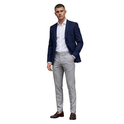 Medium Grey - Side - Boss Mens H-Genius Slim Suit Trousers