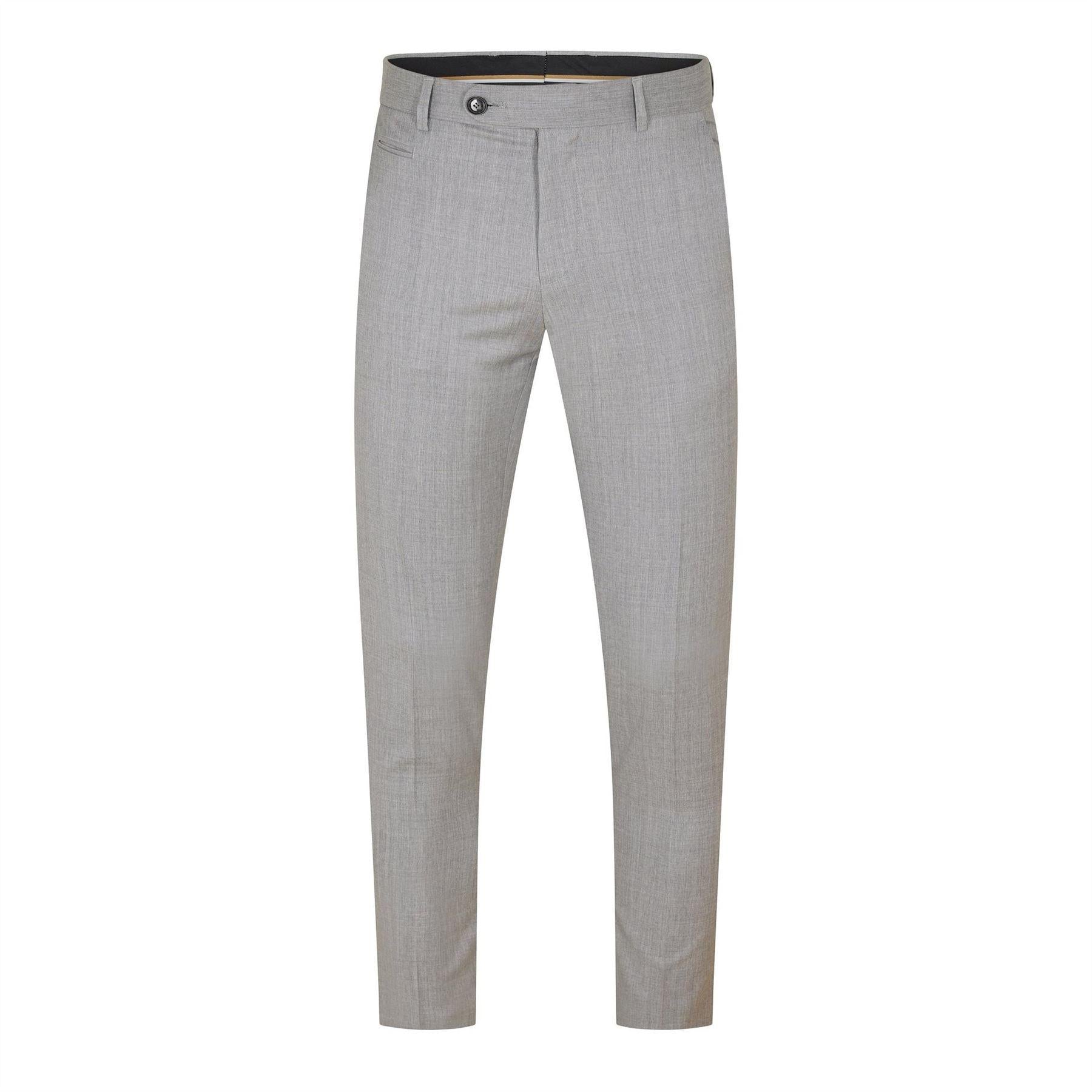 Medium Grey - Front - Boss Mens H-Genius Slim Suit Trousers