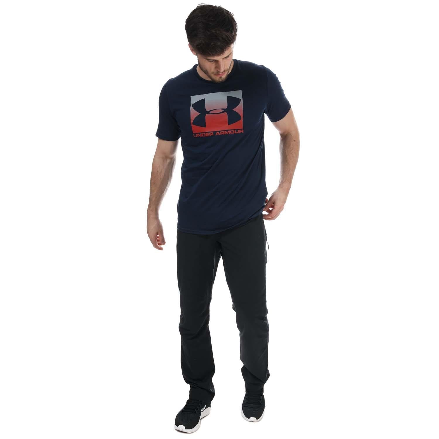 Navy-Red - Side - Under Armour Mens Boxed Sportstyle T-Shirt