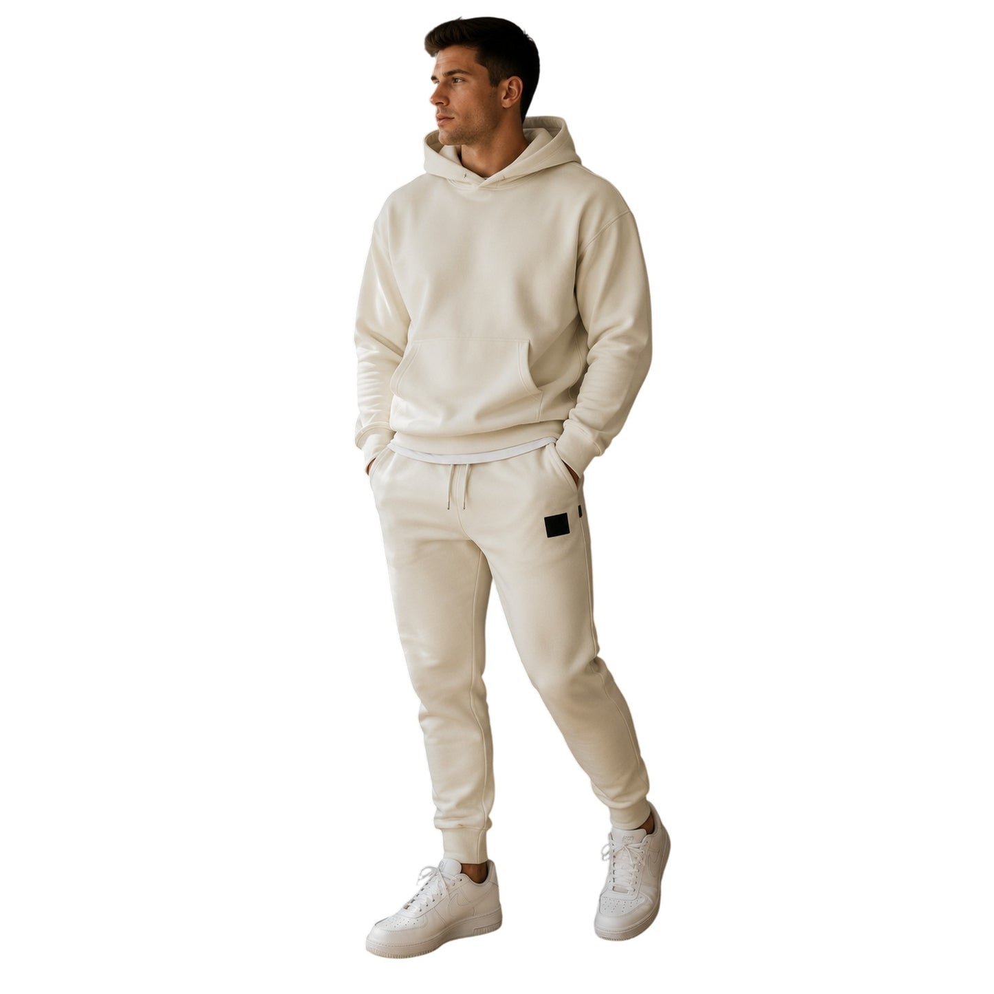 Beige - Side - Aquascutum Mens Tapered Joggers