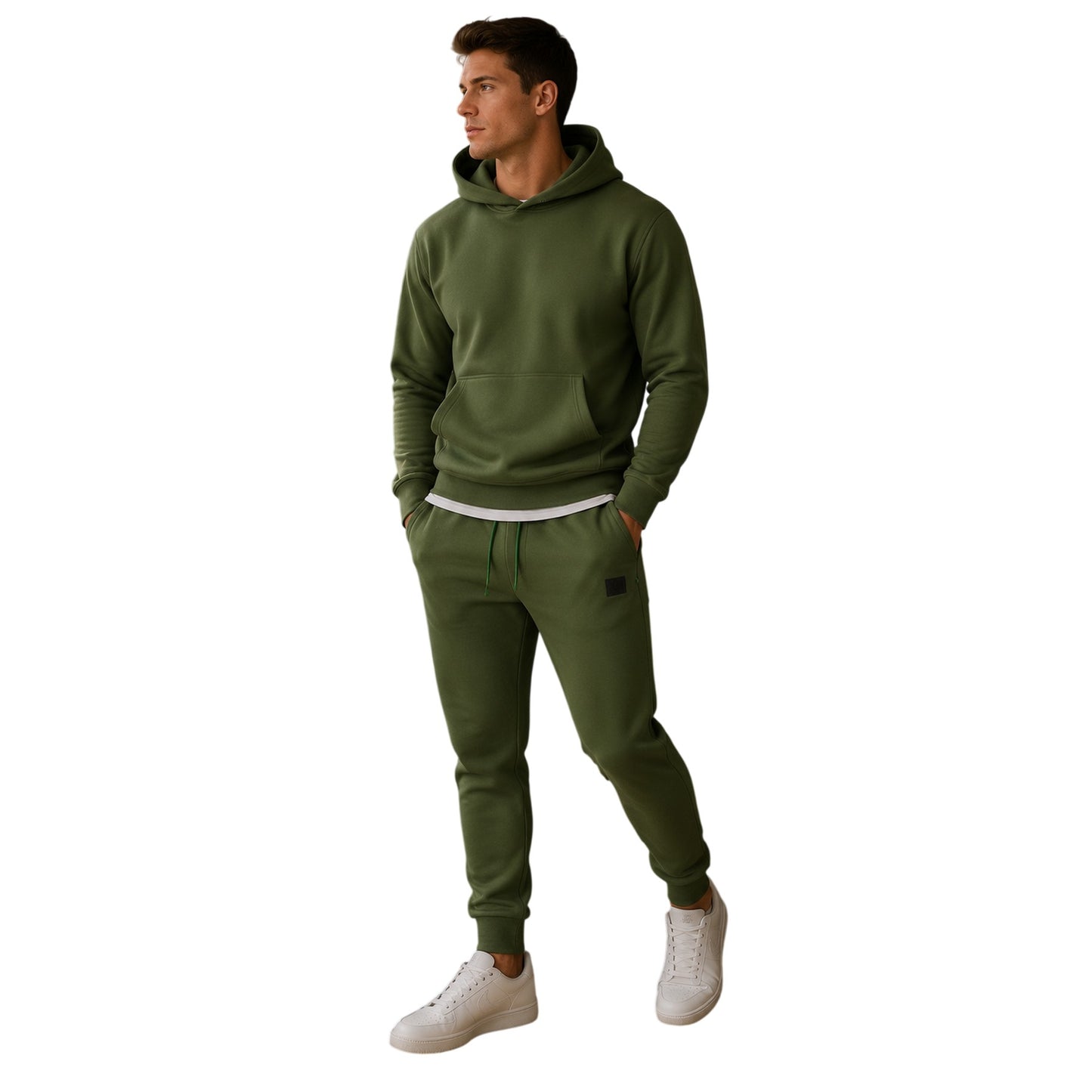 Military Green - Side - Aquascutum Mens Tapered Joggers