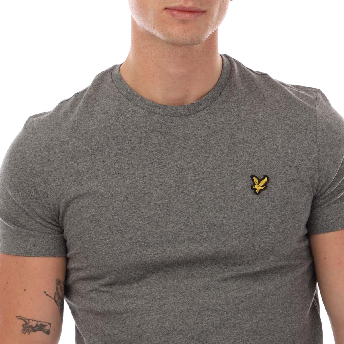Dark Grey - Side - Lyle & Scott Mens Plain Crew Neck T-Shirt