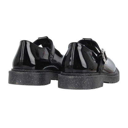 Black Patent - Back - Miso Girls Glitter Block Heel Mary Janes