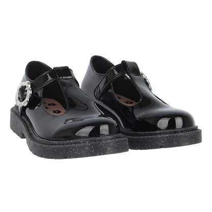 Black Patent - Pack Shot - Miso Girls Glitter Block Heel Mary Janes