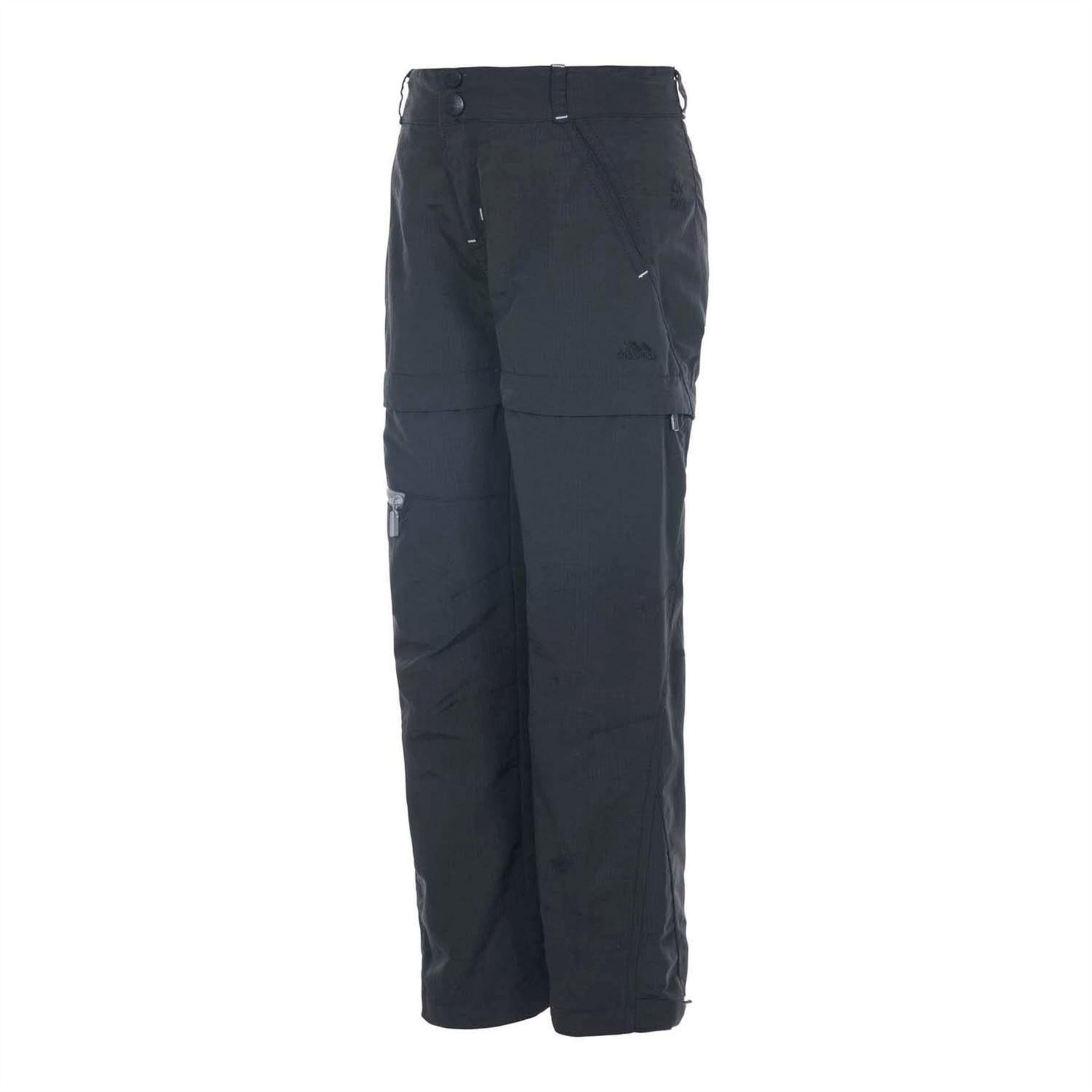 Black - Side - Trespass Childrens-Kids Adventure Zip-Off Trousers