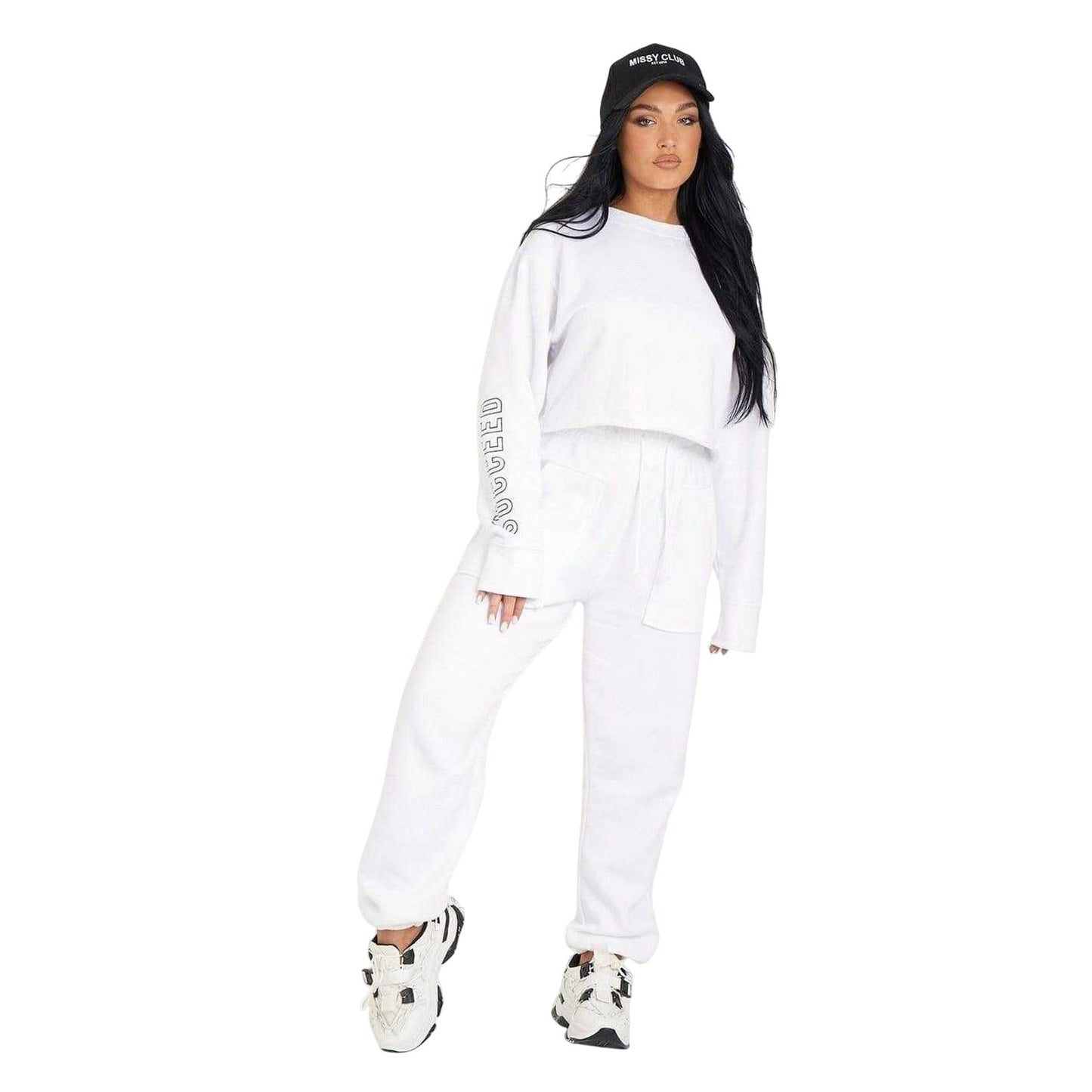 White - Side - Missy Empire Womens-Ladies Oversized Joggers