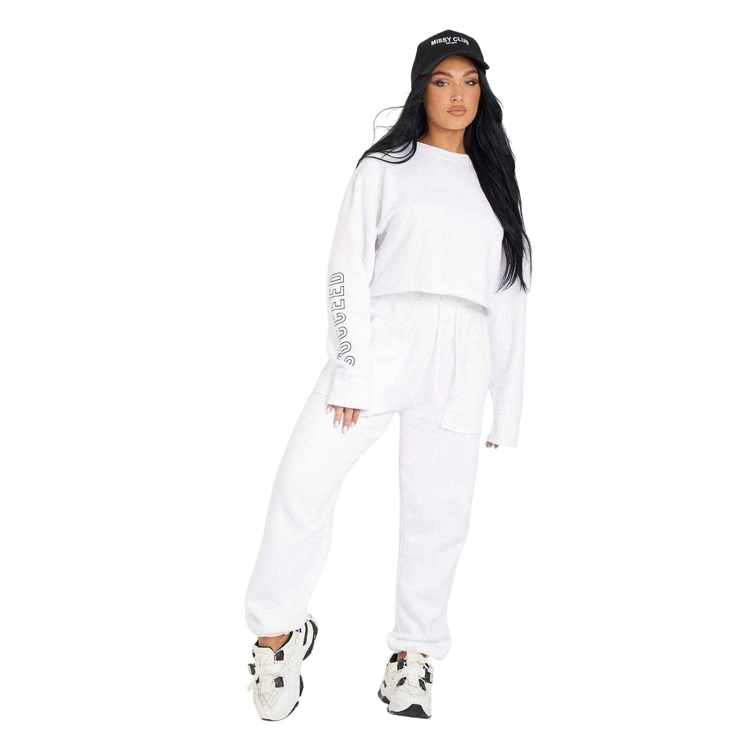 White - Side - Missy Empire Womens-Ladies Oversized Joggers