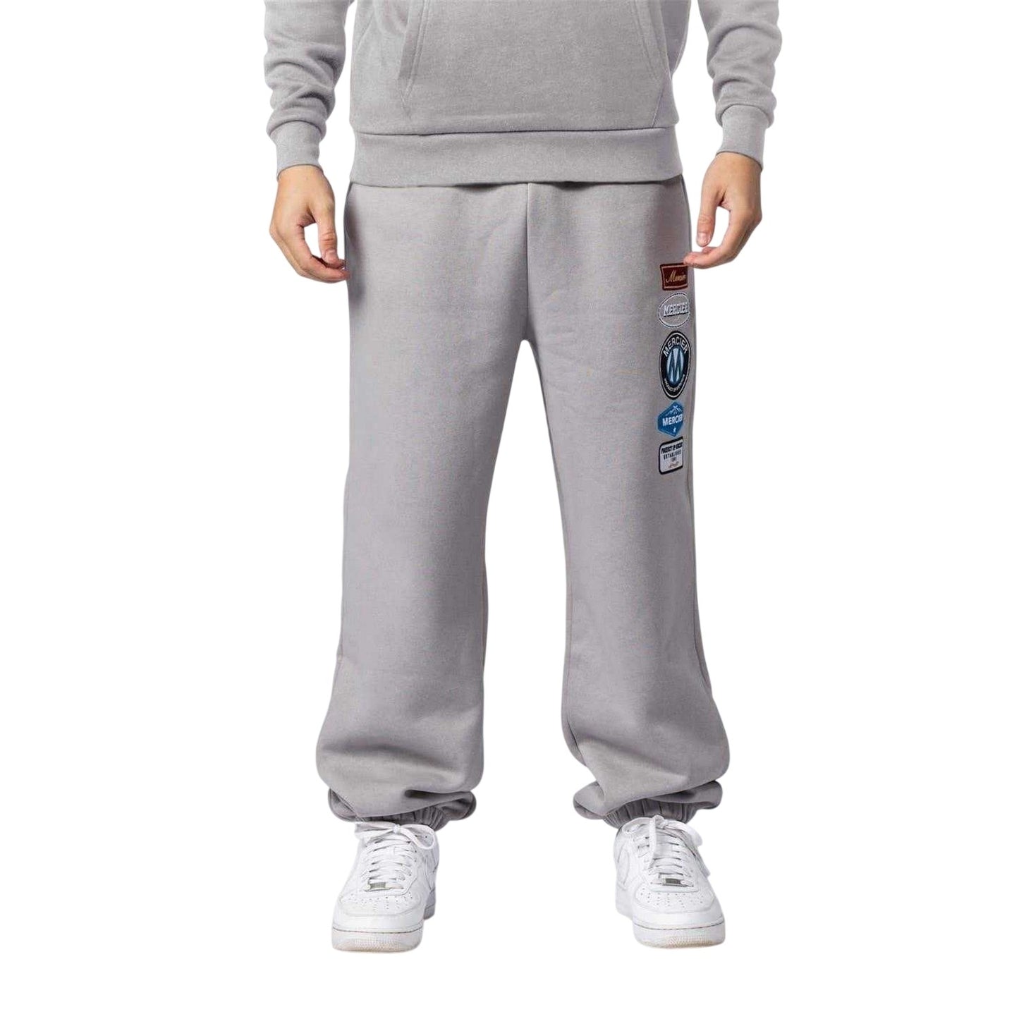 Grey - Front - Mercier Mens Relaxed Fit Casual Jogging Bottoms
