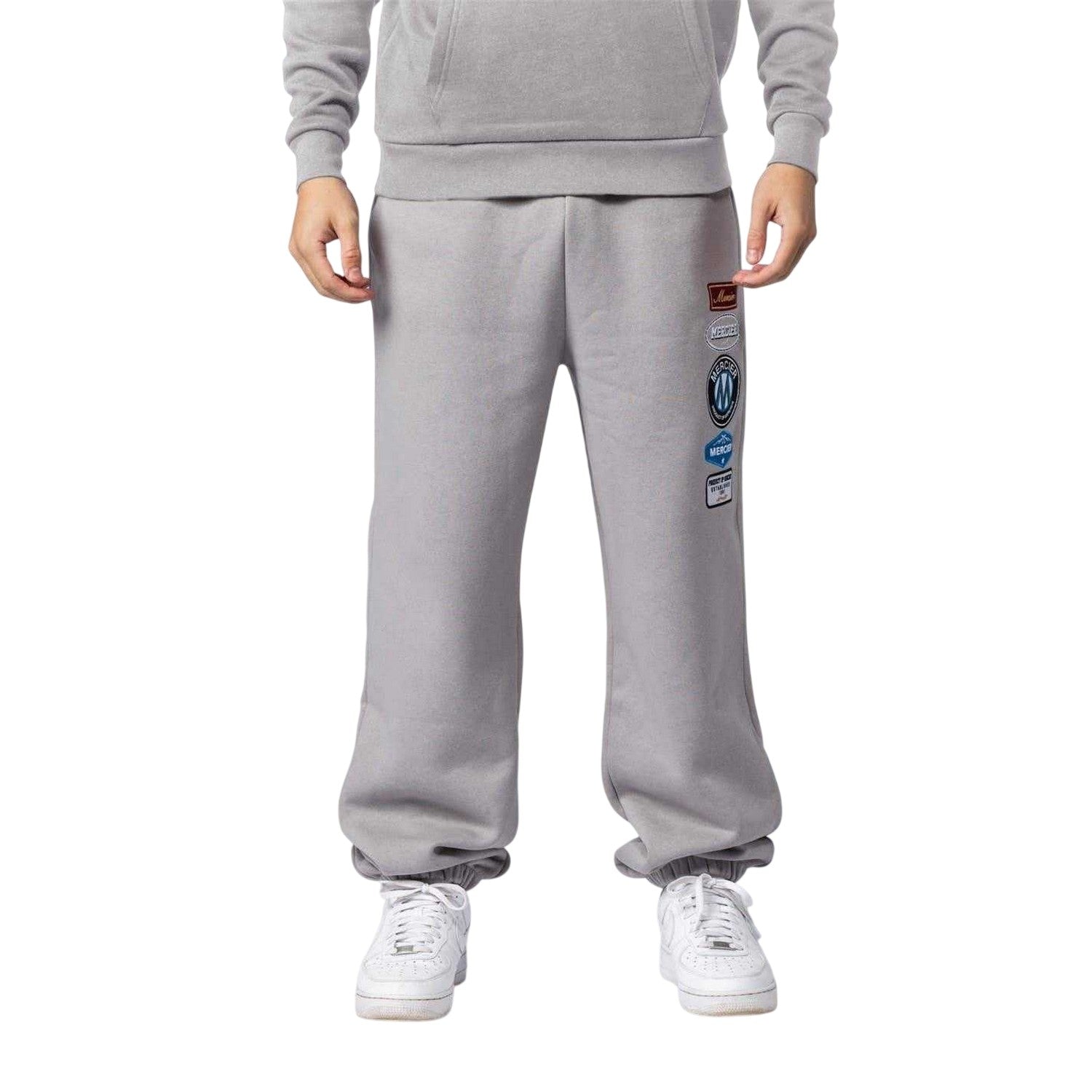 Grey - Front - Mercier Mens Relaxed Fit Casual Jogging Bottoms