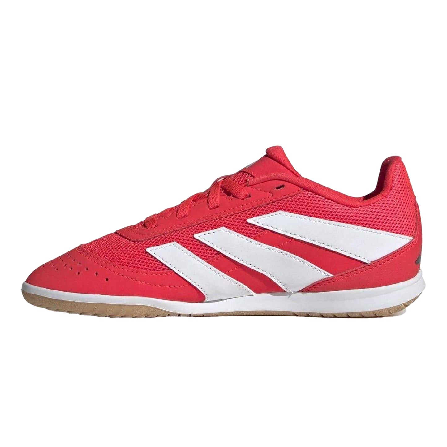 Red-White - Side - Adidas Childrens-Kids Predator Club Futsal Indoor Football Shoes