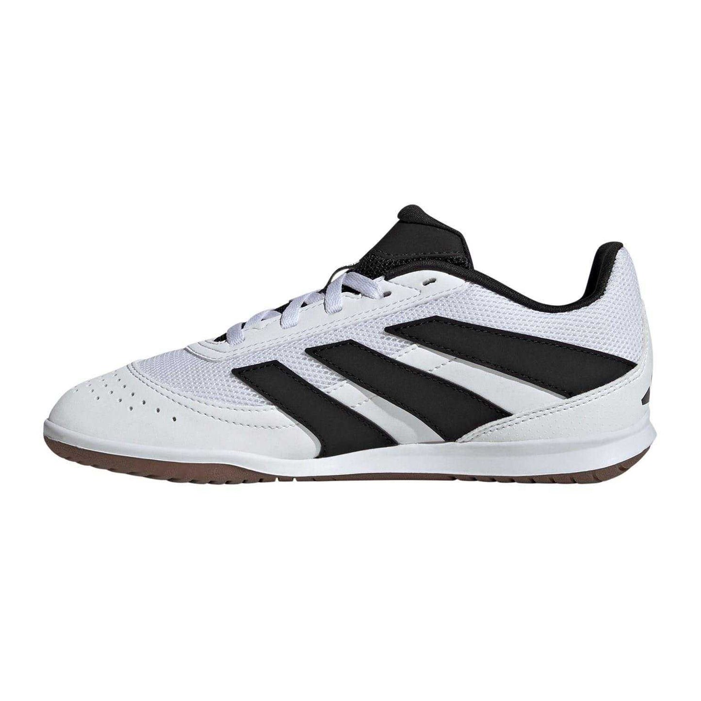 White-Black-Lemon - Side - Adidas Childrens-Kids Predator Club Futsal Indoor Football Shoes