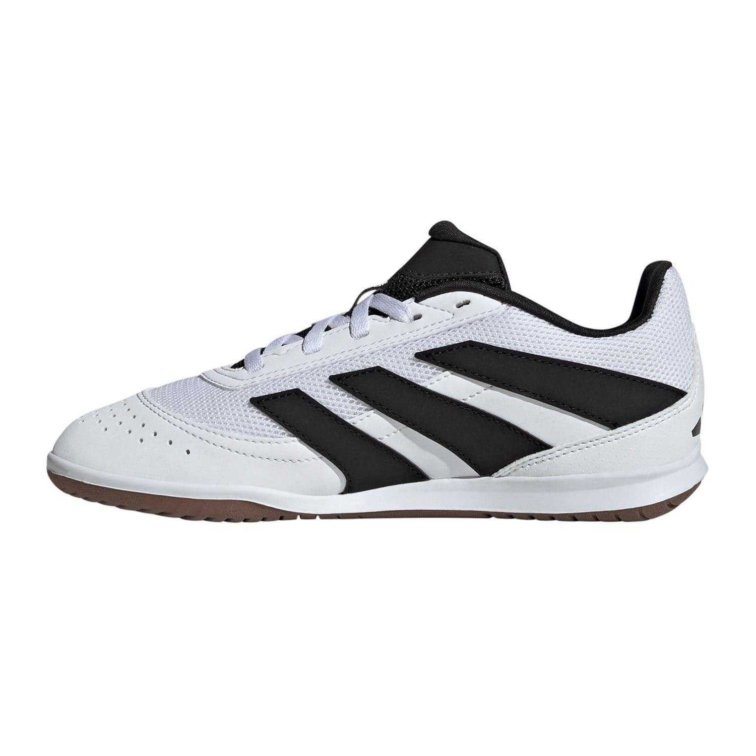 White-Black-Lemon - Side - Adidas Childrens-Kids Predator Club Futsal Indoor Football Shoes