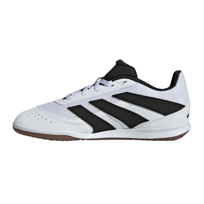 White-Black-Lemon - Side - Adidas Childrens-Kids Predator Club Futsal Indoor Football Shoes