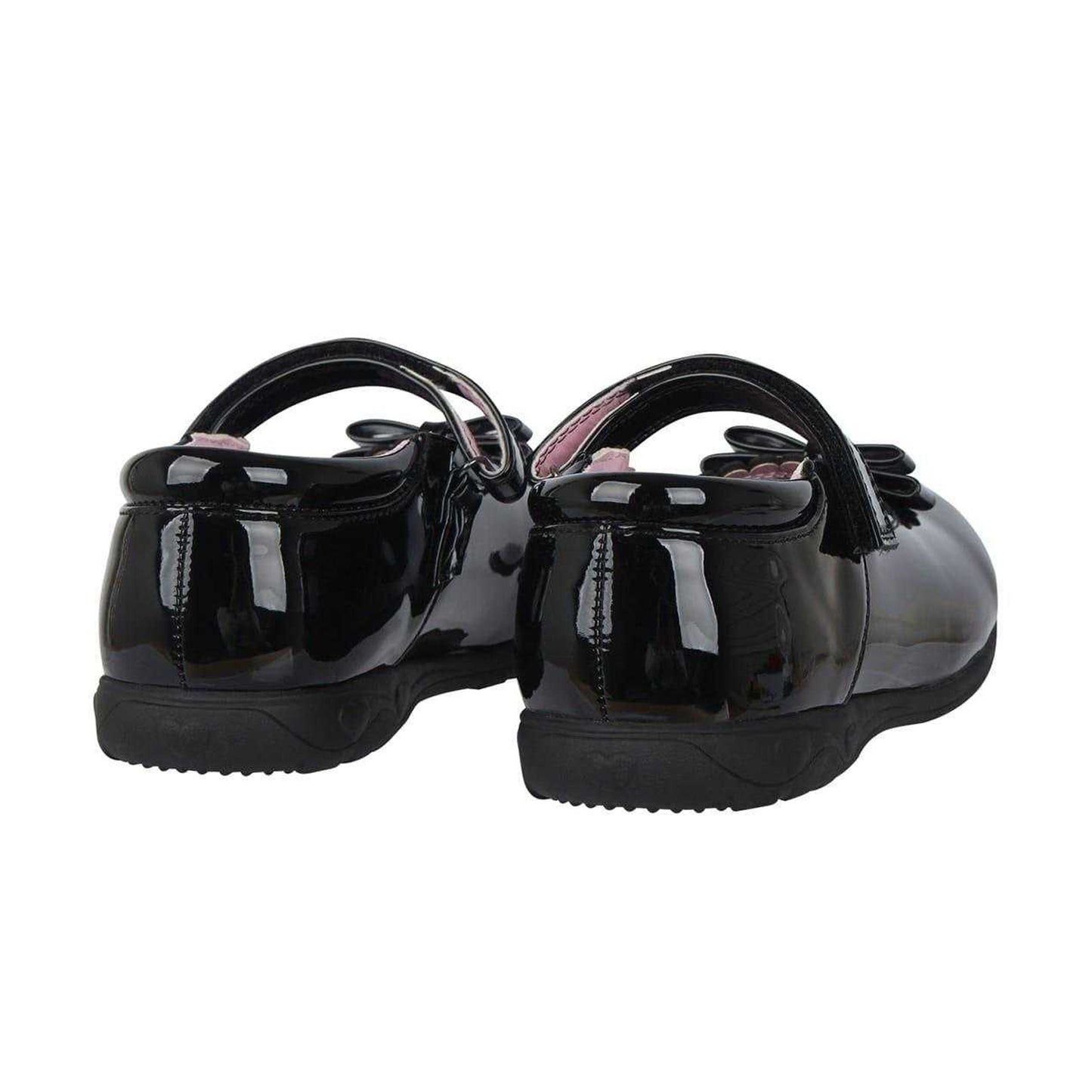 Black Patent - Back - Miso Childrens-Kids Scalloped Edge Flat Ballet Shoes