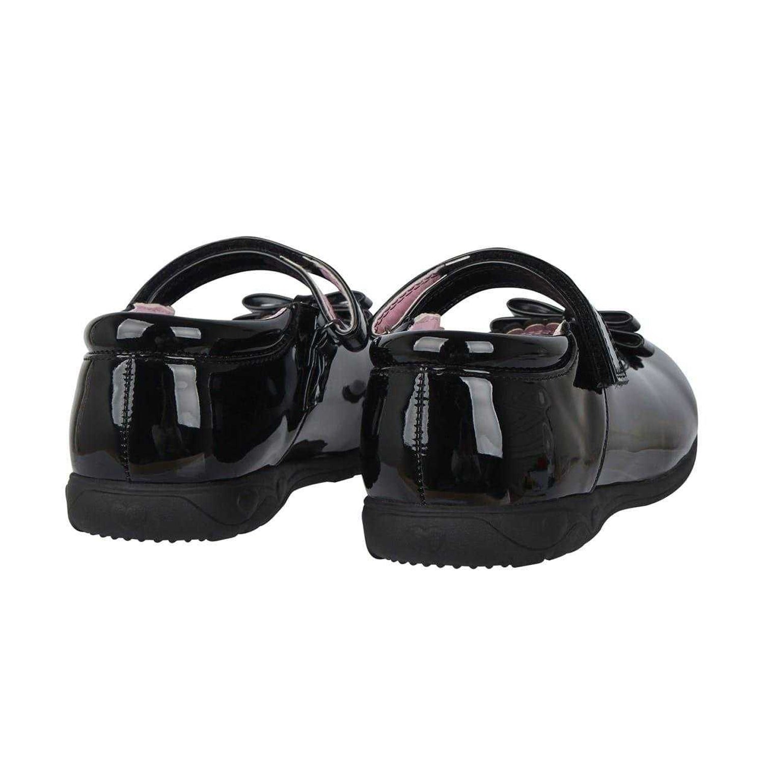 Black Patent - Back - Miso Childrens-Kids Scalloped Edge Flat Ballet Shoes