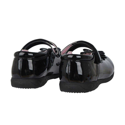 Black Patent - Back - Miso Childrens-Kids Scalloped Edge Flat Ballet Shoes