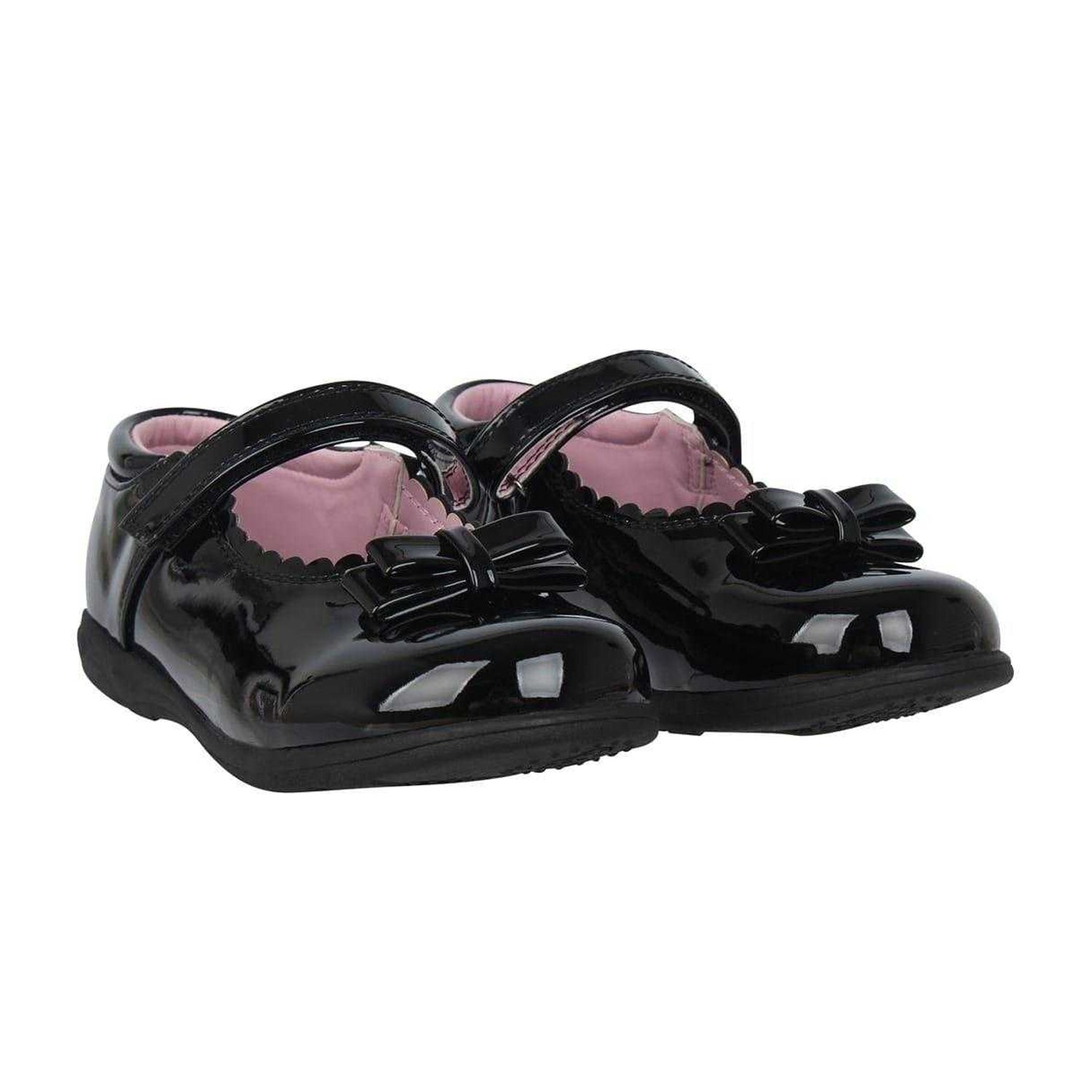 Black Patent - Pack Shot - Miso Childrens-Kids Scalloped Edge Flat Ballet Shoes