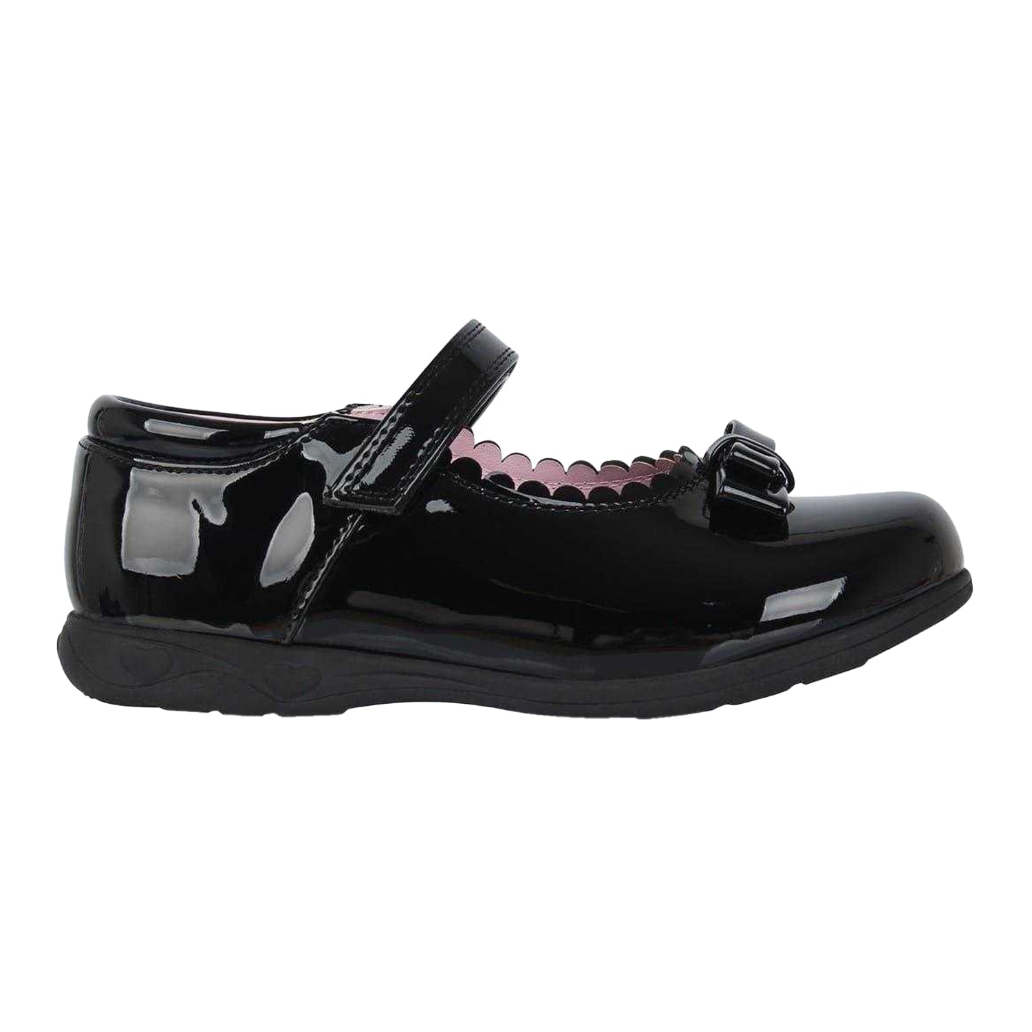 Black Patent - Front - Miso Childrens-Kids Scalloped Edge Flat Ballet Shoes