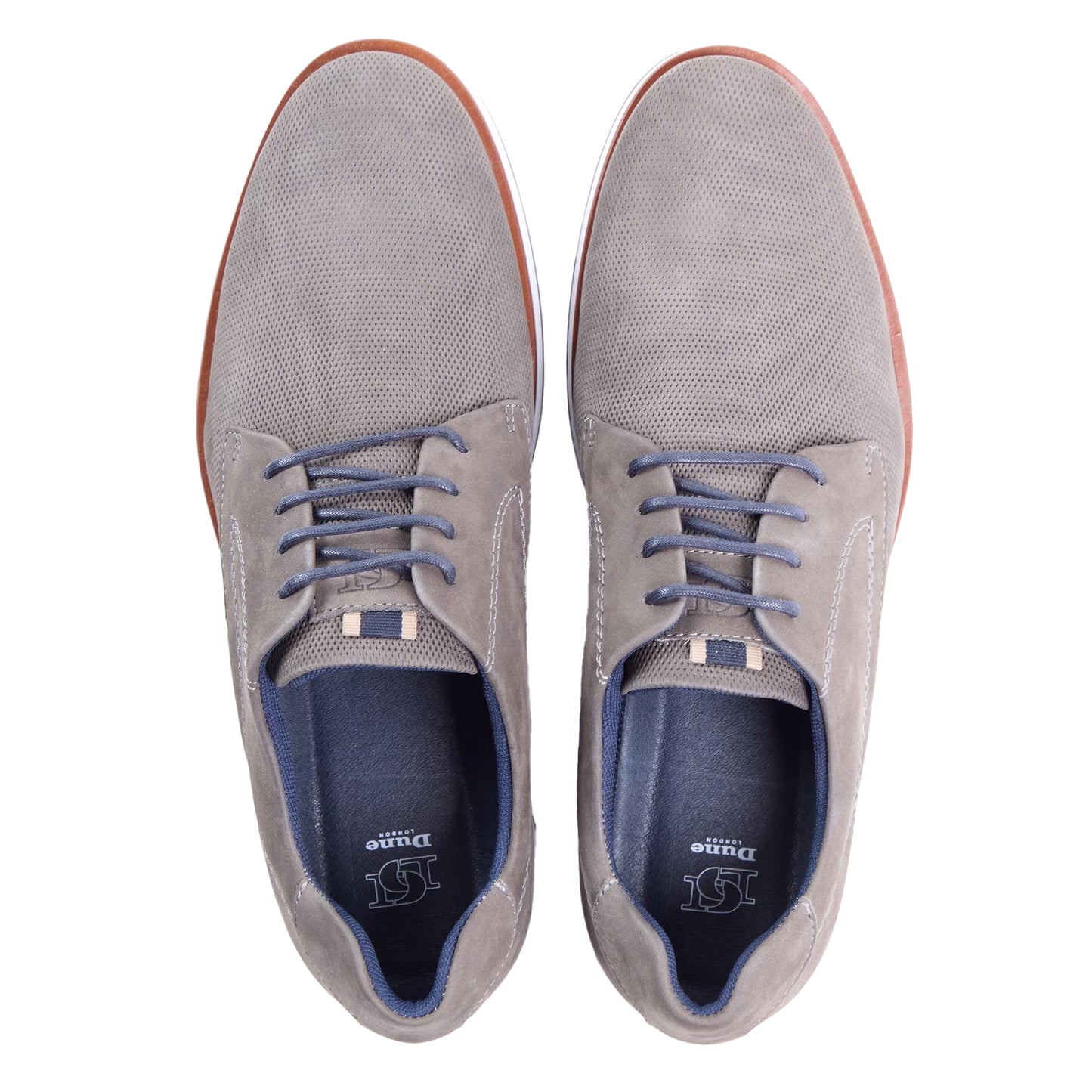 Grey - Side - Dune London Mens Leather Derby Shoes