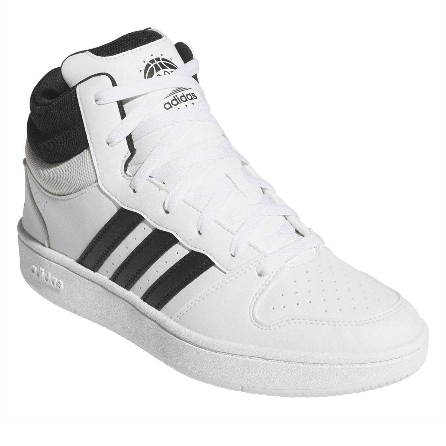 White-Black-Grey - Pack Shot - Adidas Mens Hoops Mid Classic Cupsole Basketball Shoes