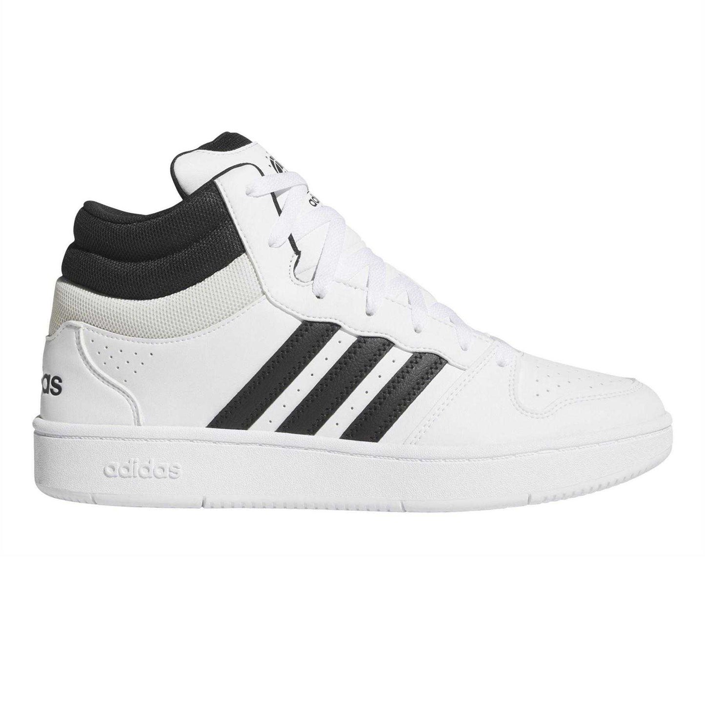 White-Black-Grey - Front - Adidas Mens Hoops Mid Classic Cupsole Basketball Shoes