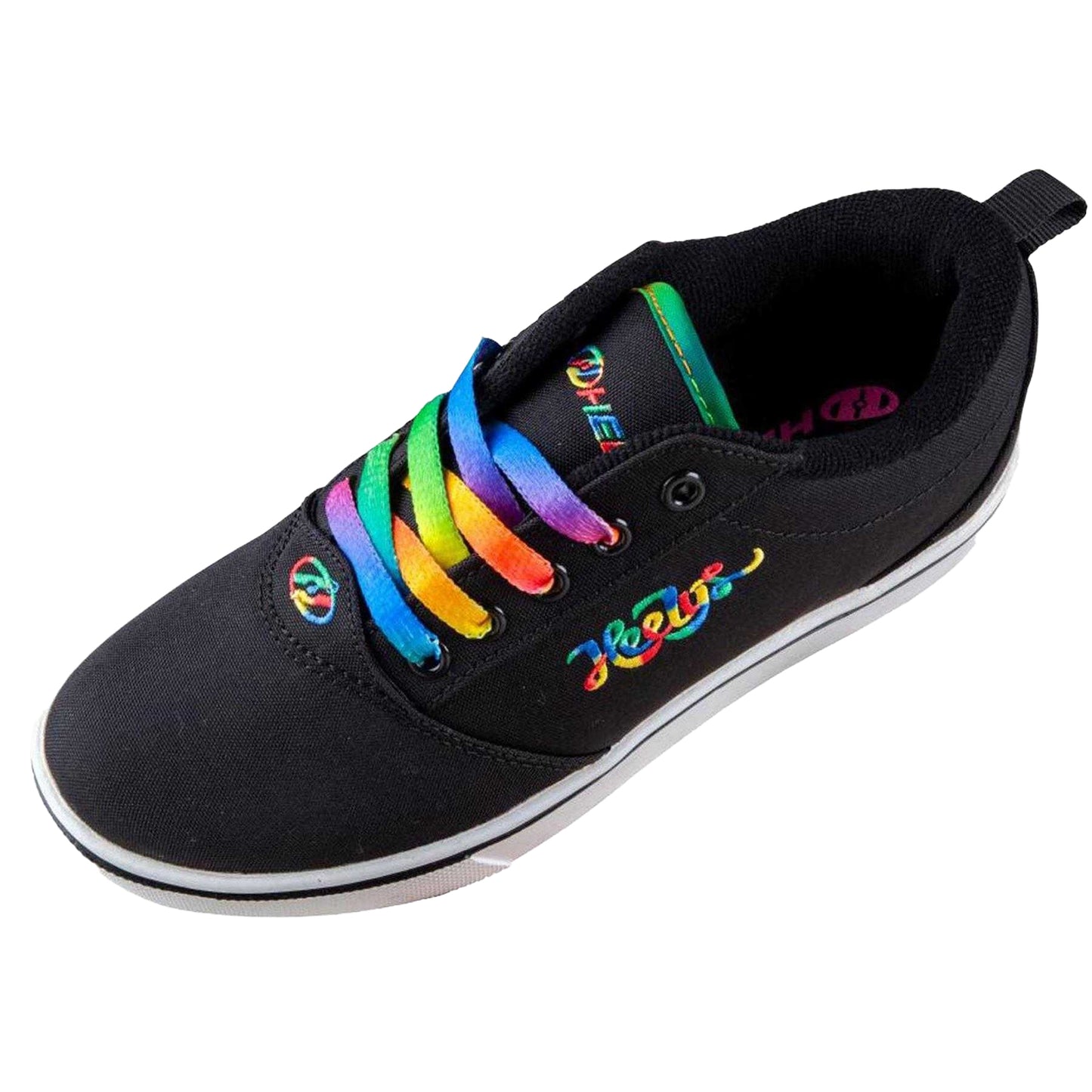 Black-Rainbow - Back - Heelys Childrens-Kids Canvas Skate Shoes