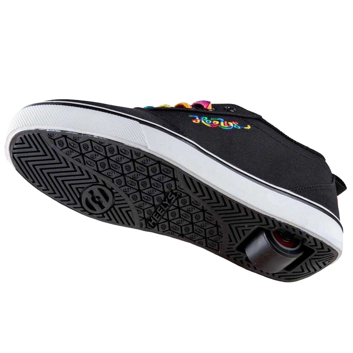 Black-Rainbow - Side - Heelys Childrens-Kids Canvas Skate Shoes