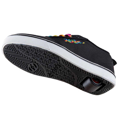 Black-Rainbow - Side - Heelys Childrens-Kids Canvas Skate Shoes