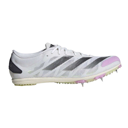 White - Front - Adidas Mens Adizero 3 Stripes Running Trainers