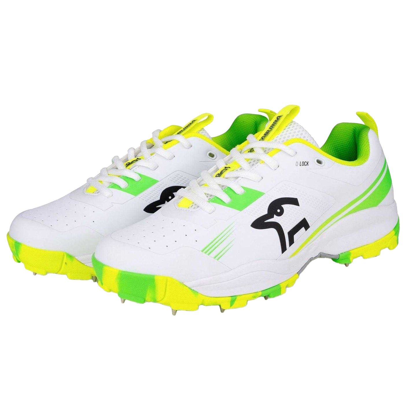 White-Green - Pack Shot - Kookaburra Mens Pro Cricket Shoes