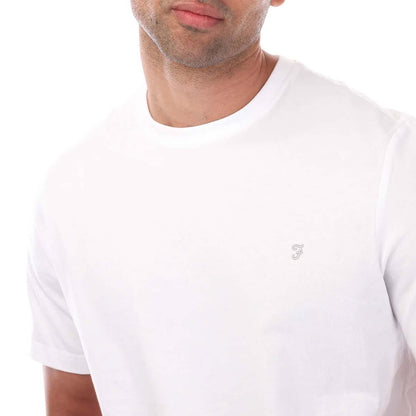 White - Side - Farah Mens Eddie Crew Neck T-Shirt