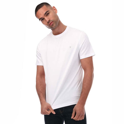 White - Lifestyle - Farah Mens Eddie Crew Neck T-Shirt
