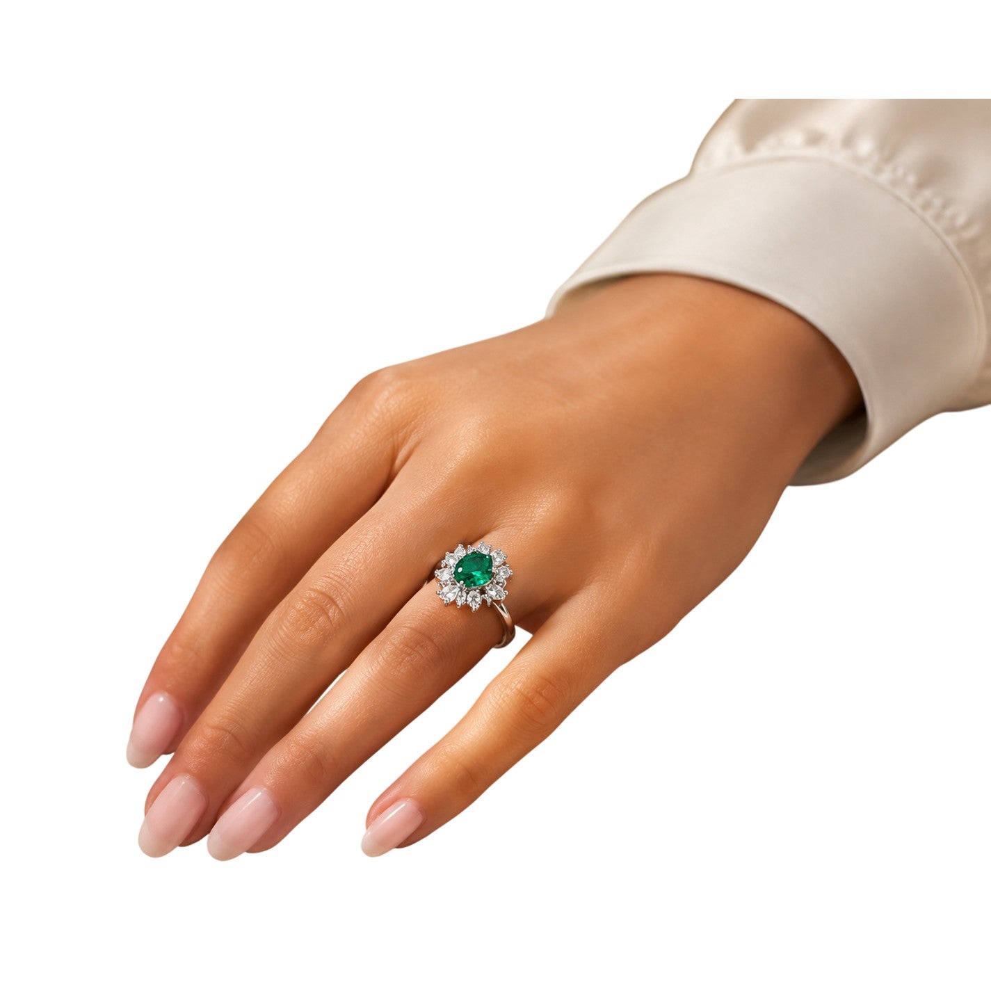 Silver - Side - Chiara Ferragni Womens-Ladies Polished Crystal Heart Band Ring