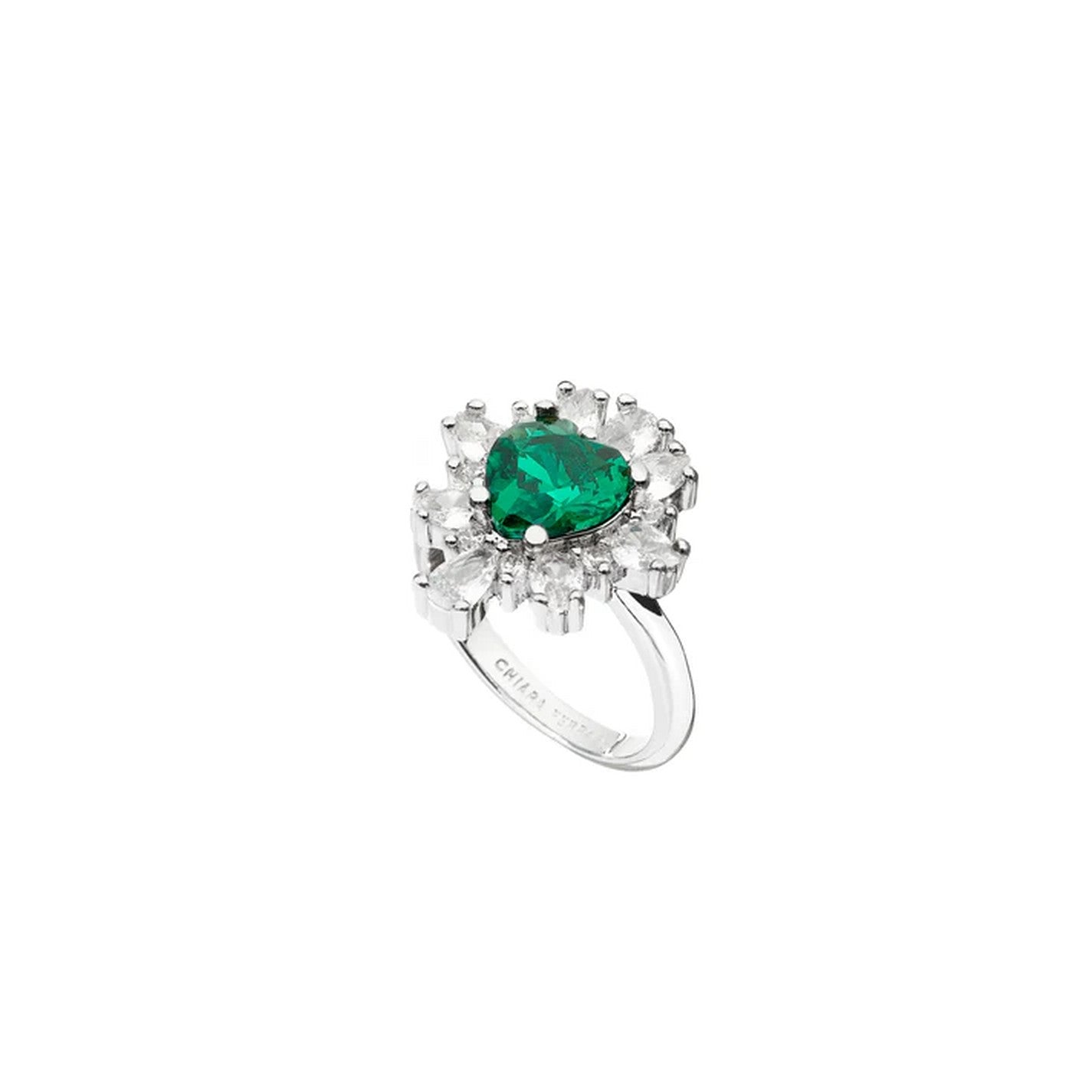 Silver - Front - Chiara Ferragni Womens-Ladies Polished Crystal Heart Band Ring