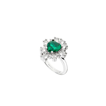 Silver - Front - Chiara Ferragni Womens-Ladies Polished Crystal Heart Band Ring