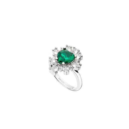 Silver - Front - Chiara Ferragni Womens-Ladies Polished Crystal Heart Band Ring