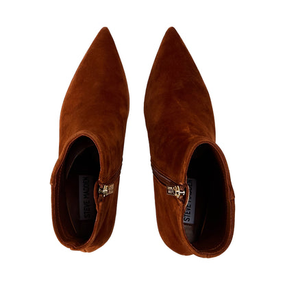 Cognac - Side - Steve Madden Womens-Ladies Sabine Suede Kitten Heel Ankle Boots