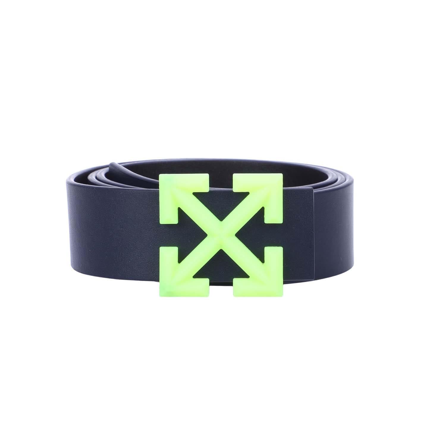 Black-Blue - Front - Off White Mens Rev Fluo Arrow Leather Belt